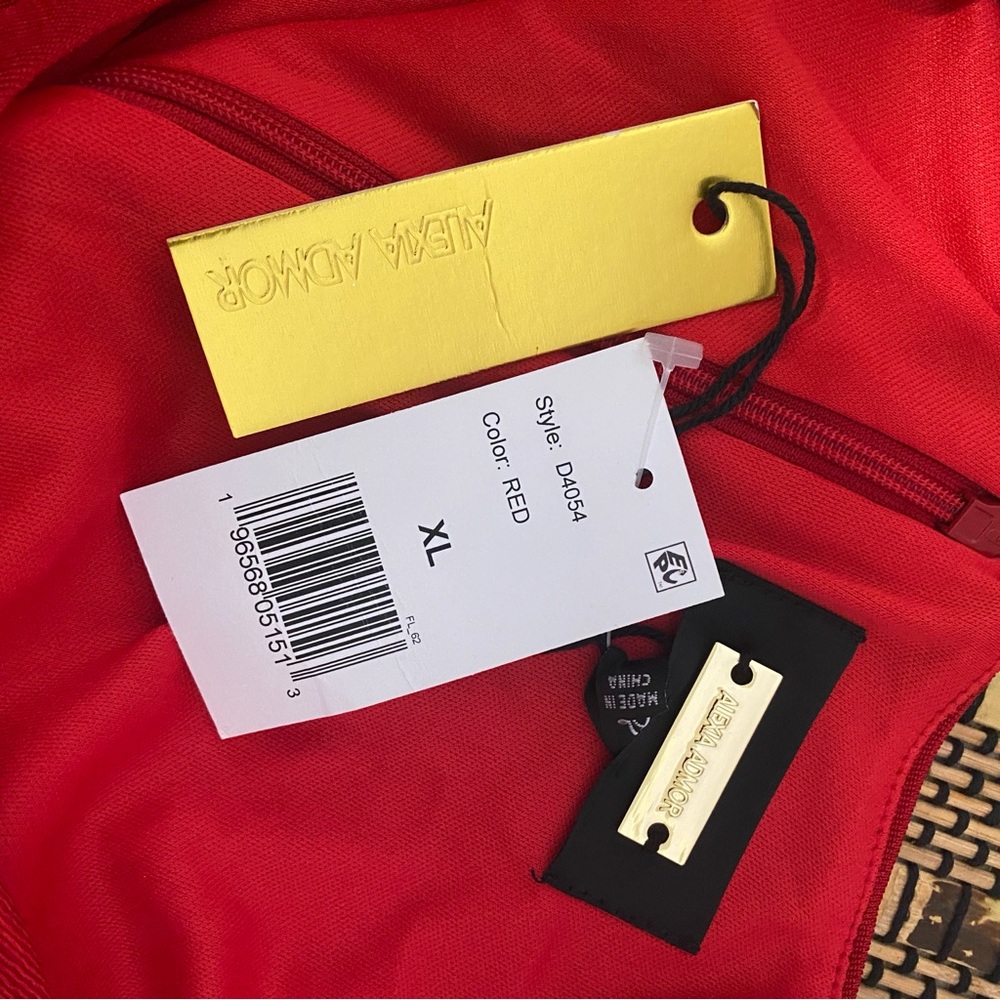 Alexia Admor Red Draped Midi Dress XL NWT Elegant Cocktail Party Evening - Picture 8 of 12